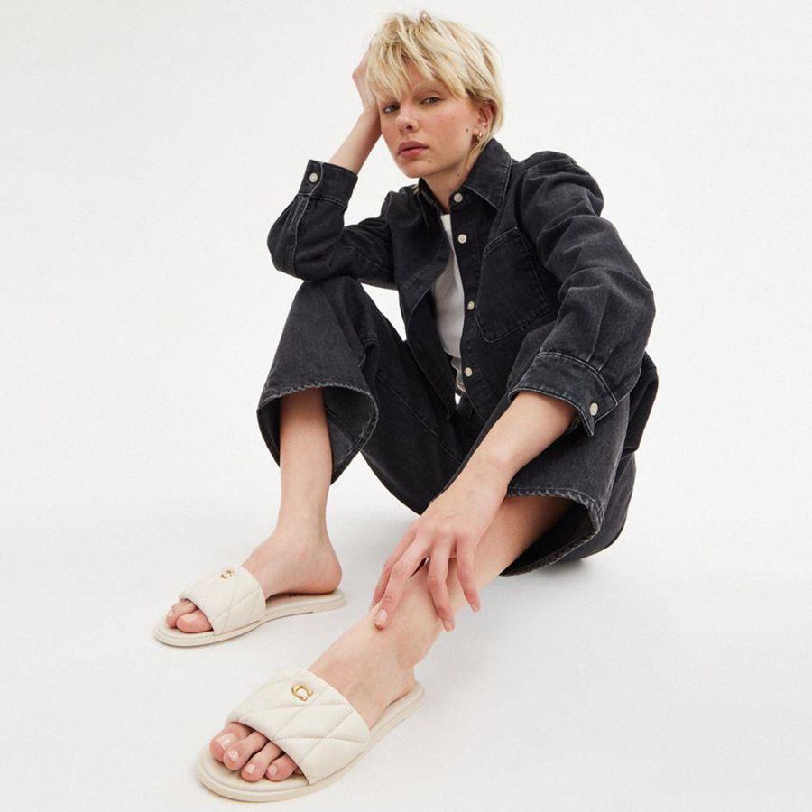 COACH® Holly With Quilting Women Sandals White | GVKX58239
