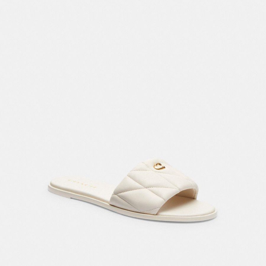 COACH® Holly With Quilting Women Sandals White | GVKX58239