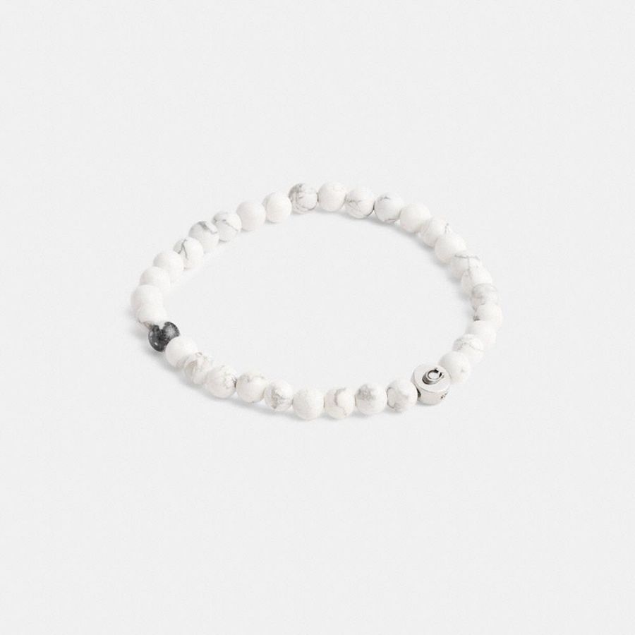 COACH® Howlite Beaded Bracelet Men Jewelry White | ATKV94083