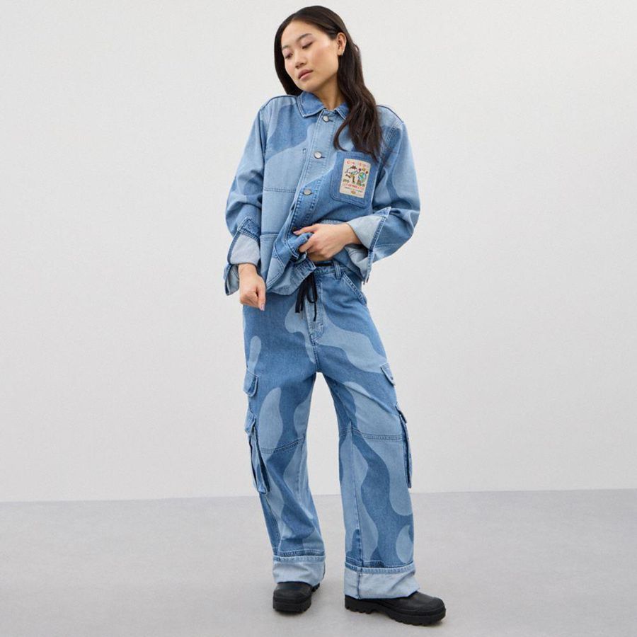 COACH® Jean In Wavy Wash Women Jacket Blue | TOYJ91075