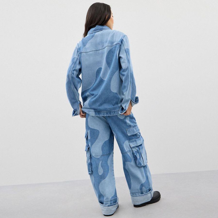 COACH® Jean In Wavy Wash Women Jacket Blue | TOYJ91075