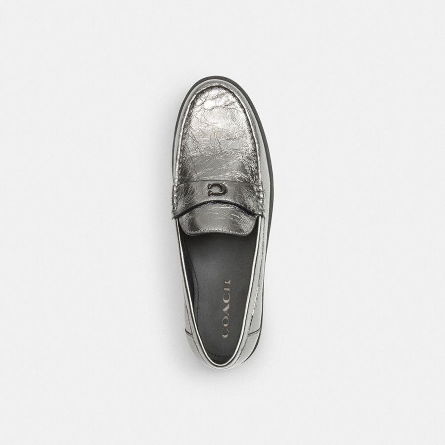 COACH® Jocelyn Women Loafers Silver | WTMQ37846