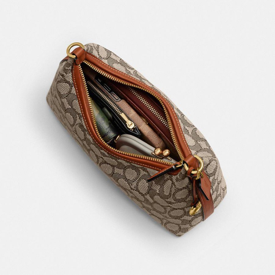 COACH® Juliet 25 In Signature Textile Jacquard Women Shoulder Bag Brown | ZFSX19568