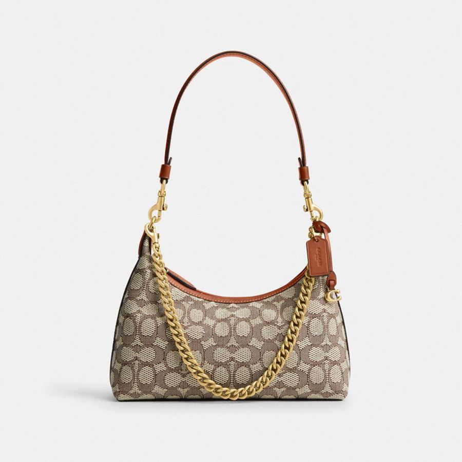 COACH® Juliet 25 In Signature Textile Jacquard Women Shoulder Bag Brown | ZFSX19568