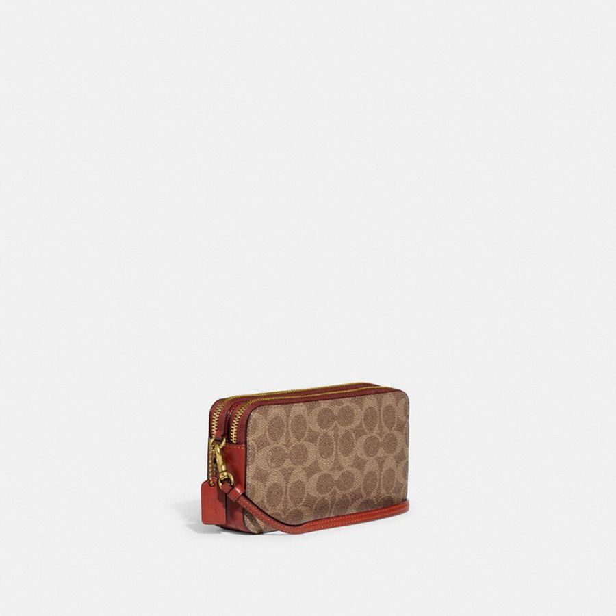 COACH® Kira Crossbody In Colorblock Signature Canvas Women Clutch Bags Brown | TENG24593