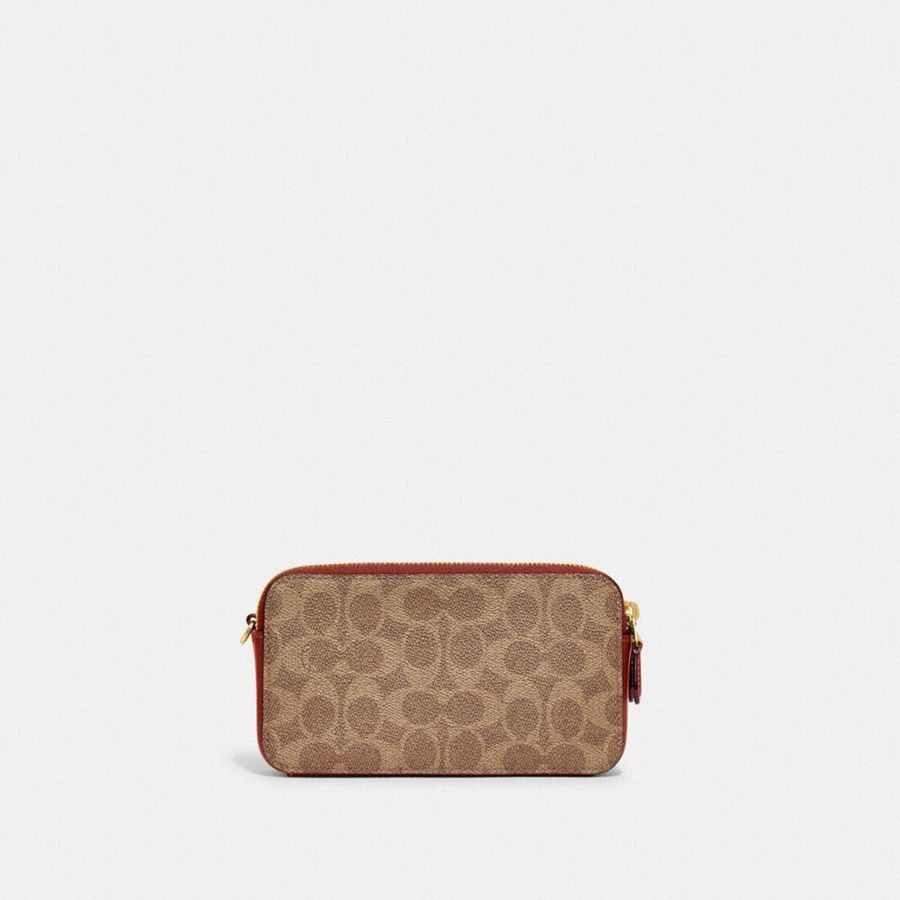COACH® Kira Crossbody In Colorblock Signature Canvas Women Clutch Bags Brown | TENG24593