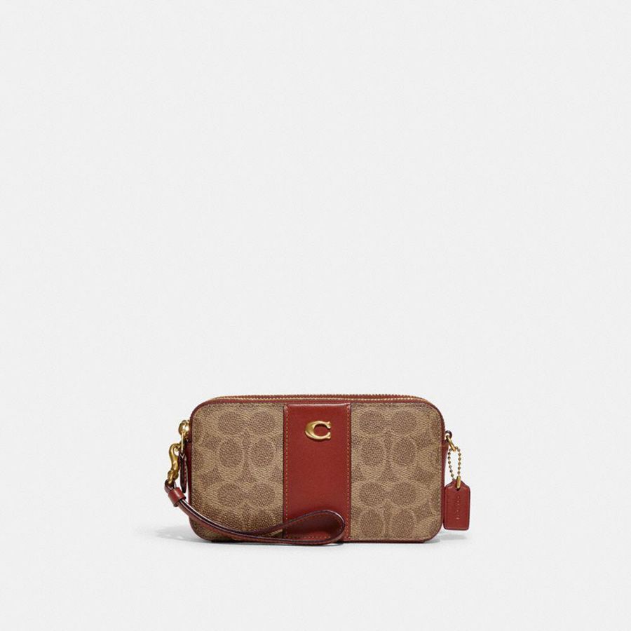 COACH® Kira Crossbody In Colorblock Signature Canvas Women Clutch Bags Brown | TENG24593