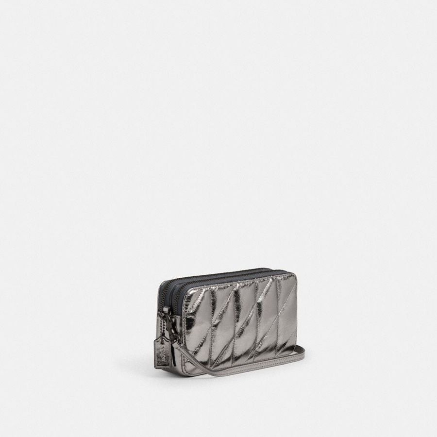 COACH® Kira Crossbody With Quilting Women Clutch Bags Silver | NAFJ79423