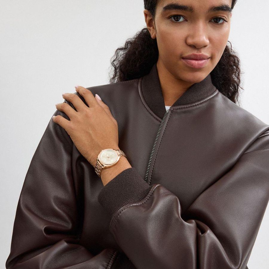 COACH® Kitt Chronograph, 34 Mm Women Watches Gold | PYNM47153