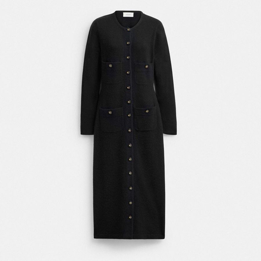 COACH® Knit Cardigan Women Dress Black | VGPT42760