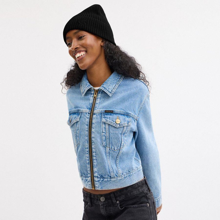 COACH® Knit Women Beanie Black | JTMG47935