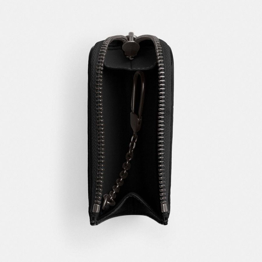 COACH® L Zip Key Case Men Wallet Black | YCIZ43279