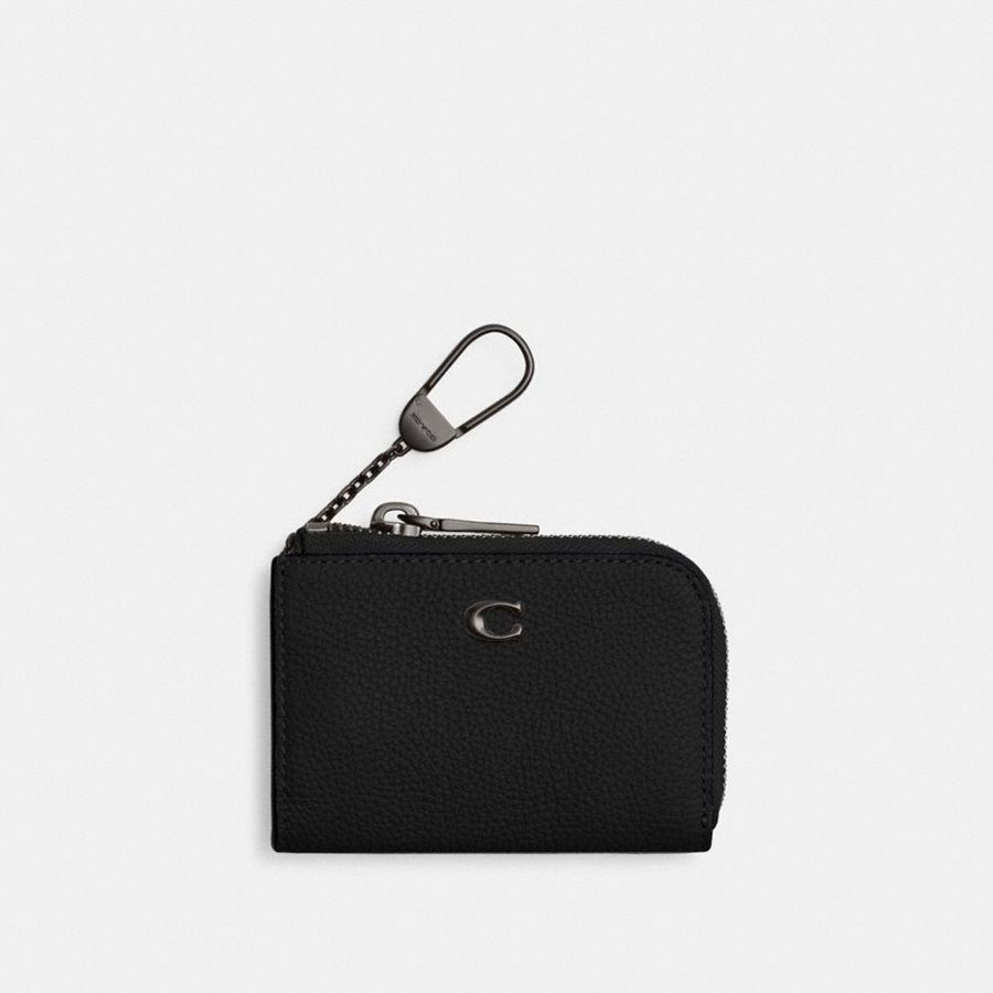 COACH® L Zip Key Case Men Wallet Black | YCIZ43279