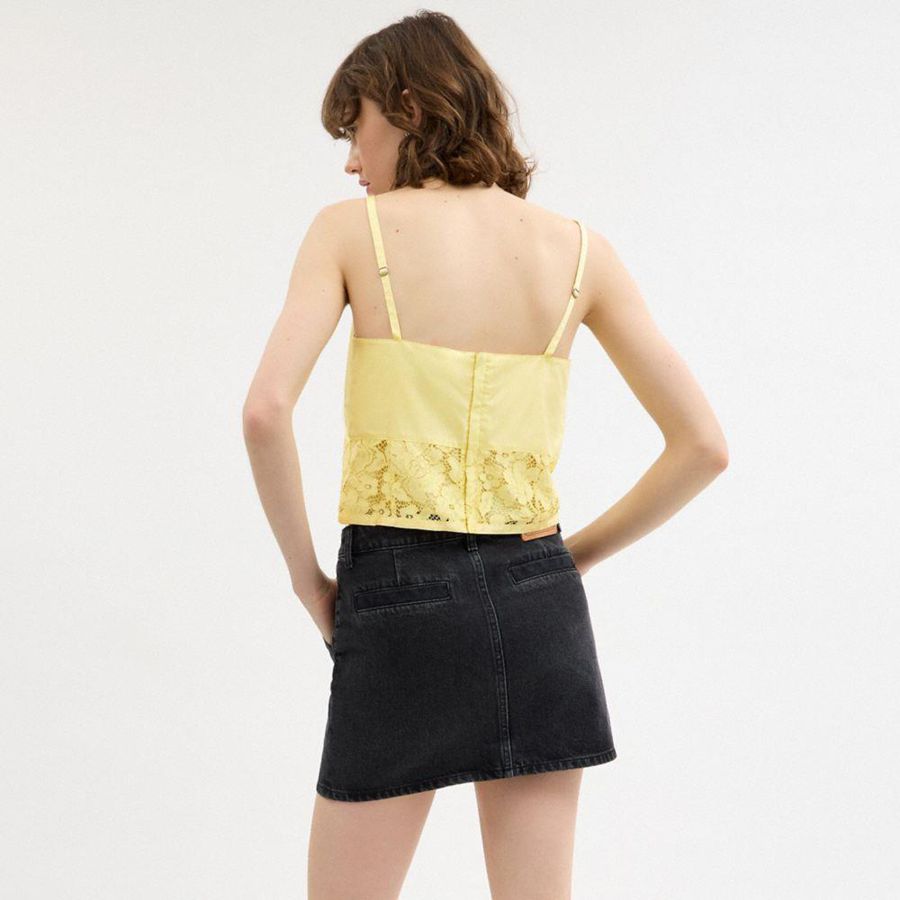 COACH® Lace Tank Top Women T-Shirt Yellow | MSZT48965