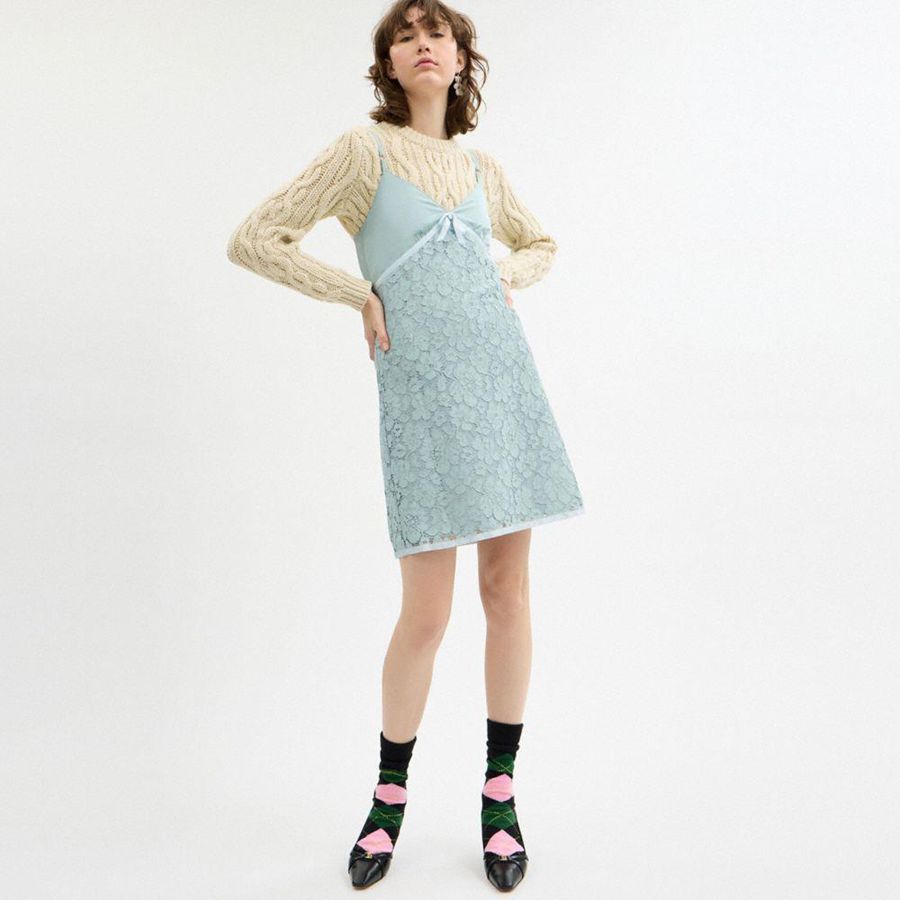 COACH® Lace Women Dress Blue | NWPE06541