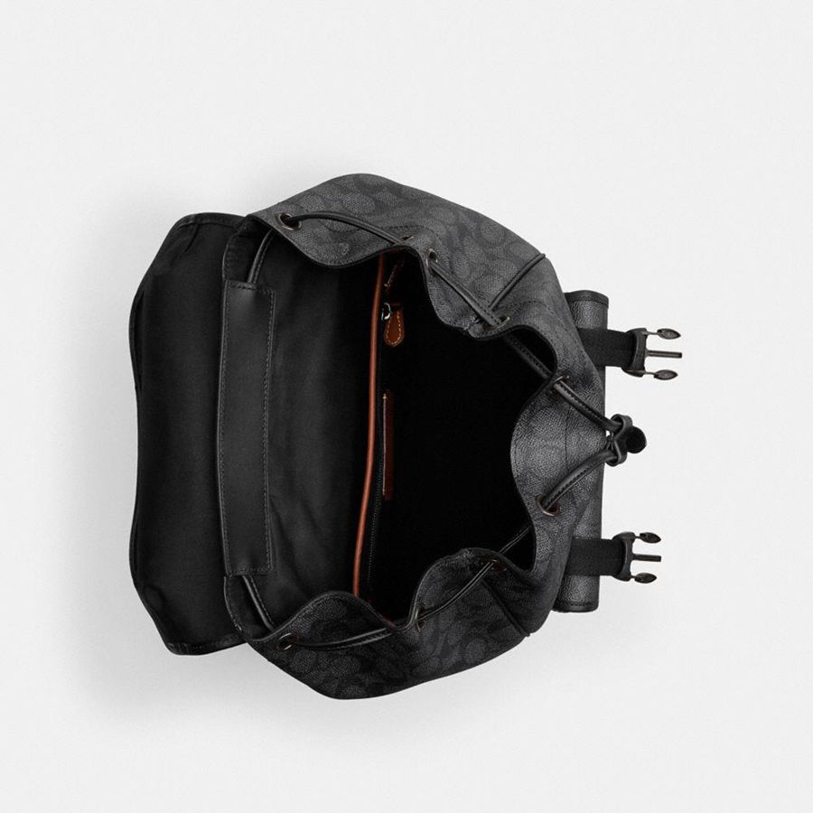 COACH® League Flap In Signature Canvas Men Backpack Grey | OMIN94763