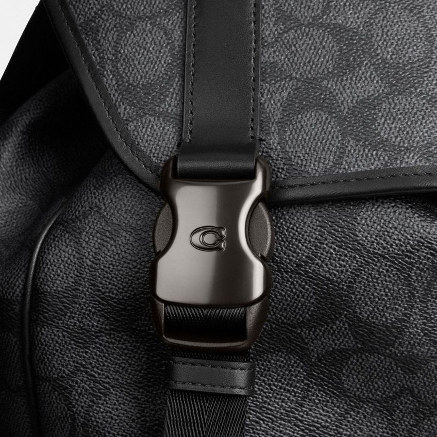 COACH® League Flap In Signature Canvas Men Backpack Grey | OMIN94763
