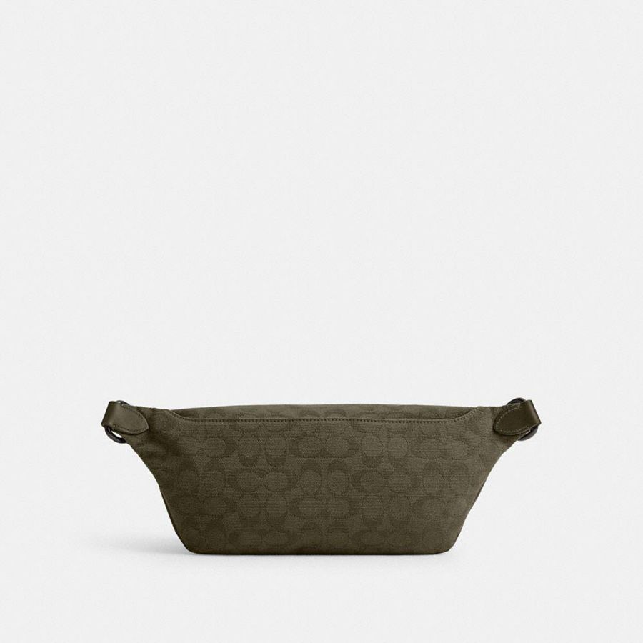 COACH® League In Signature Canvas Jacquard Men Belt Bags Green | PLOJ58931