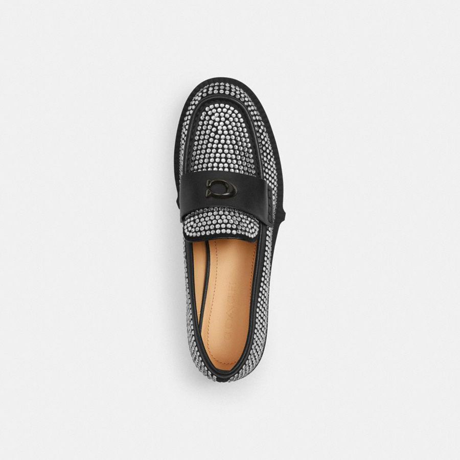 COACH® Leah With Crystal Women Loafers Silver | GPMA96145
