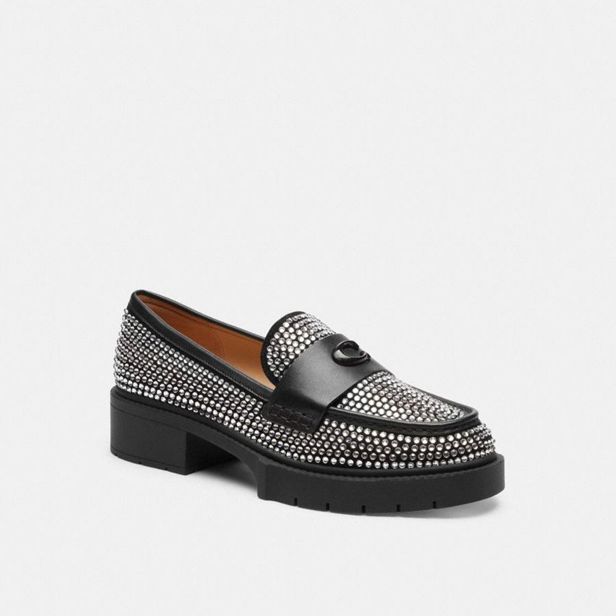 COACH® Leah With Crystal Women Loafers Silver | GPMA96145