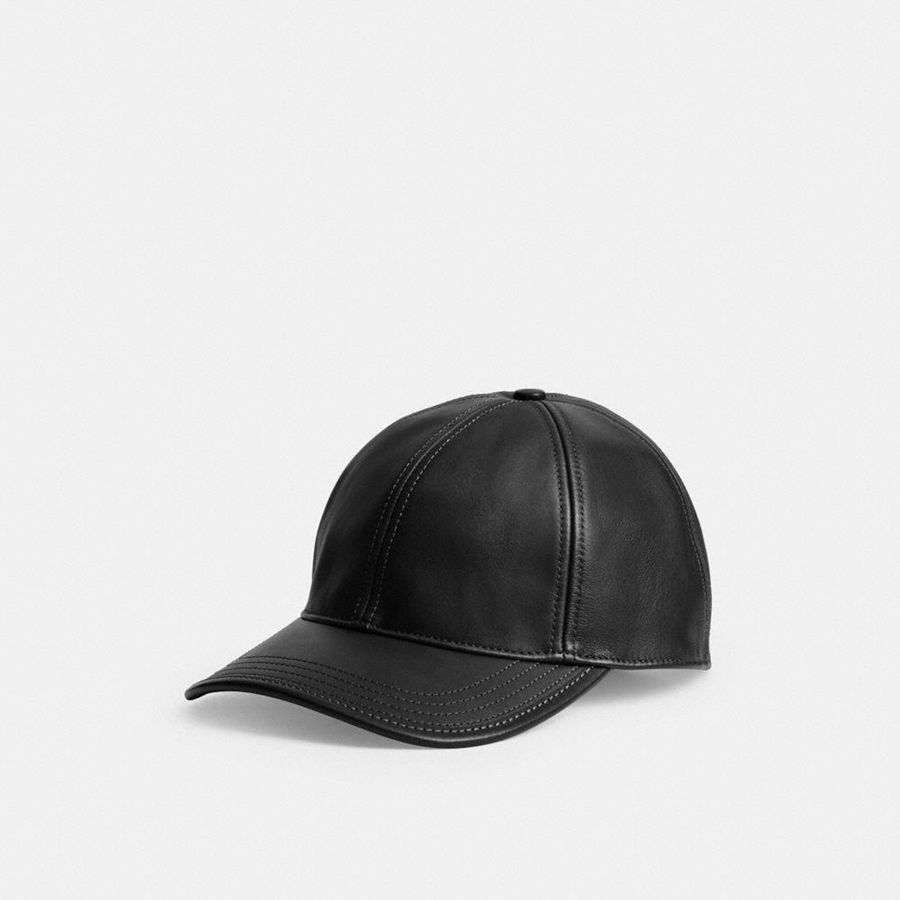 COACH® Leather Baseball Men Hat Black | ARUE20897