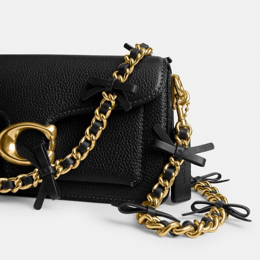 COACH® Leather Chain Strap With Bows Women Charms Black | HXWQ39751