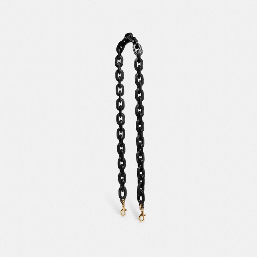 COACH® Leather Covered Chain Strap Women Charms Black | LCXB94856