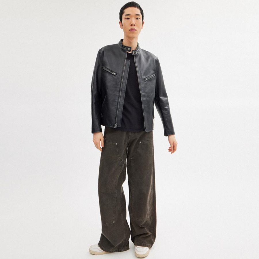 COACH® Leather Racer Men Jacket Black | ESTP56827