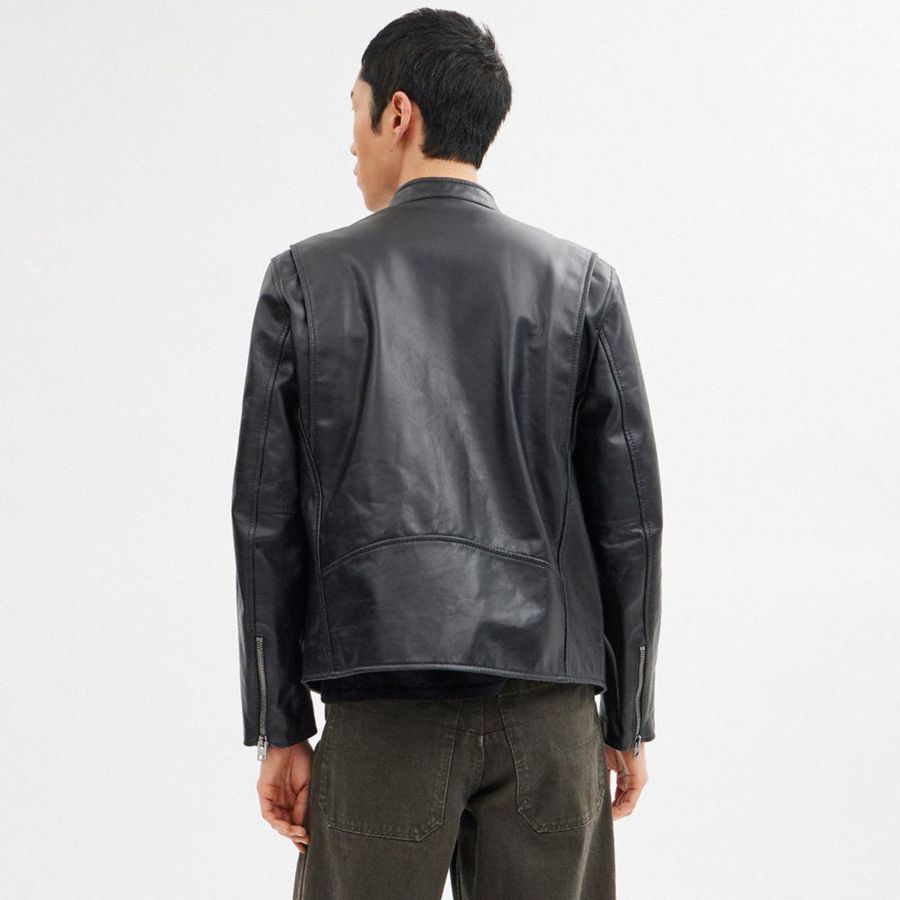 COACH® Leather Racer Men Jacket Black | ESTP56827