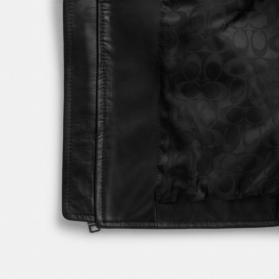 COACH® Leather Racer Men Jacket Black | ESTP56827