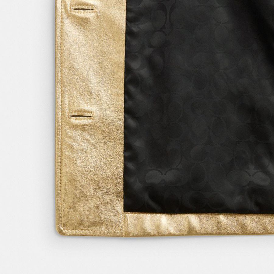 COACH® Leather Women Jacket Gold | HRQS76149