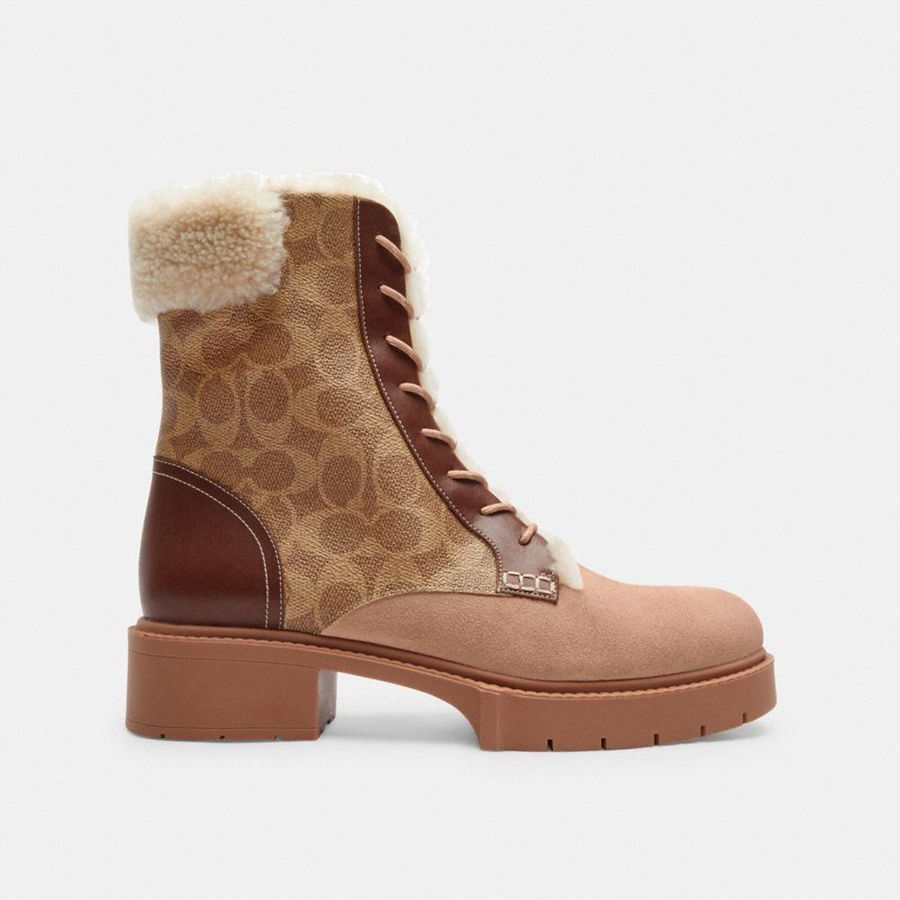 COACH® Leightonie In Signature Canvas Women Boots Brown | KVDW86013