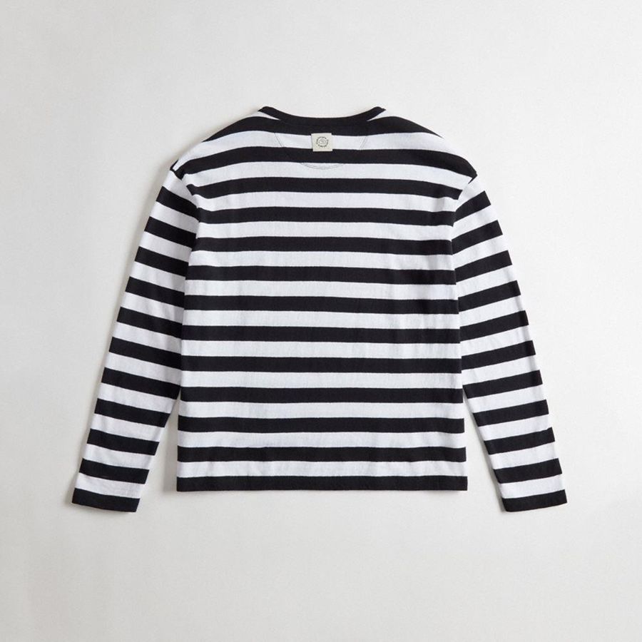COACH® Long Sleeve With Stripe Pattern Women T-Shirt Black | IRPN78965