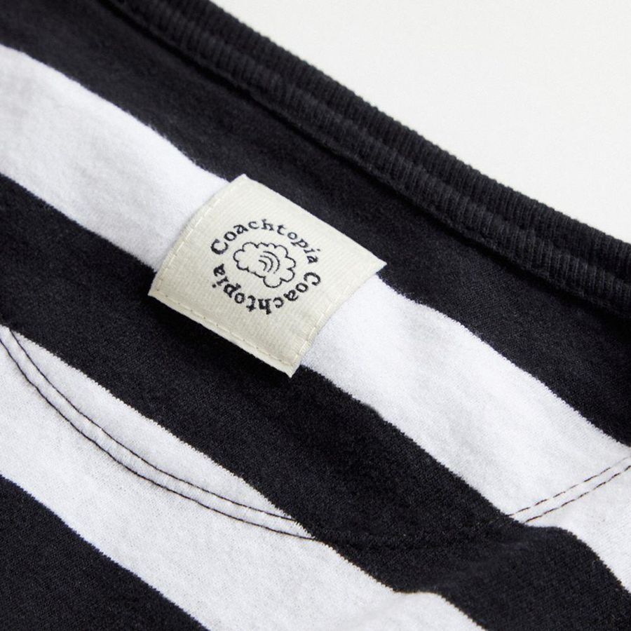 COACH® Long Sleeve With Stripe Pattern Women T-Shirt Black | IRPN78965
