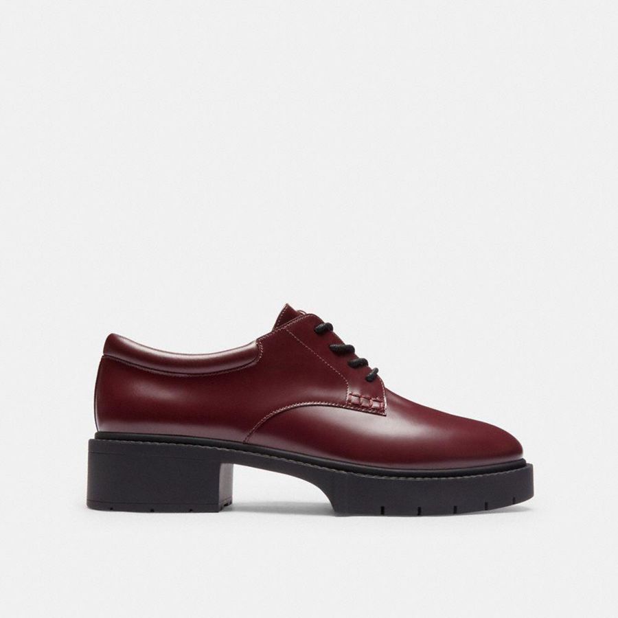 COACH® Lyla Derby Women Loafers Burgundy | BOXM26510
