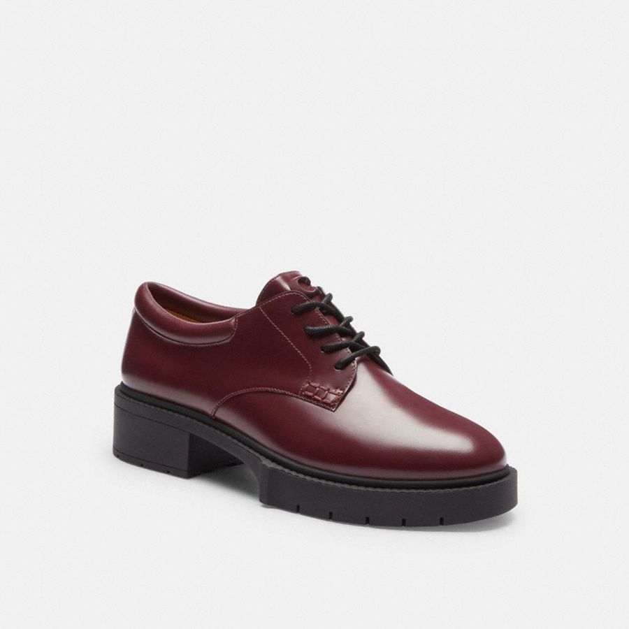 COACH® Lyla Derby Women Loafers Burgundy | BOXM26510