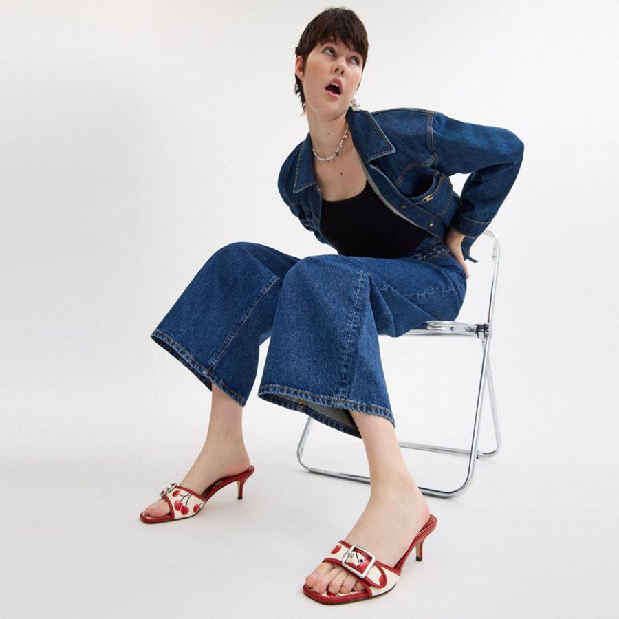 COACH® Margot With Cherry Print Women Sandals Red | QJKX47369
