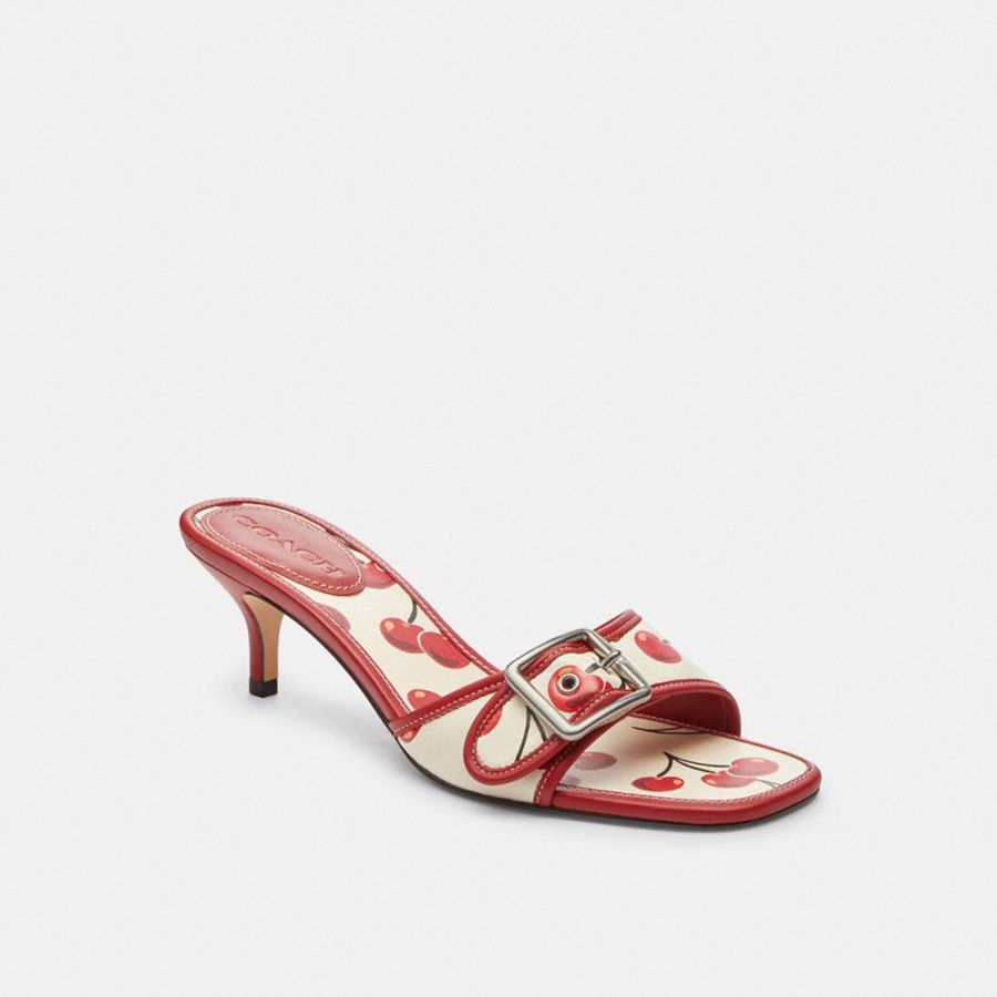COACH® Margot With Cherry Print Women Sandals Red | QJKX47369