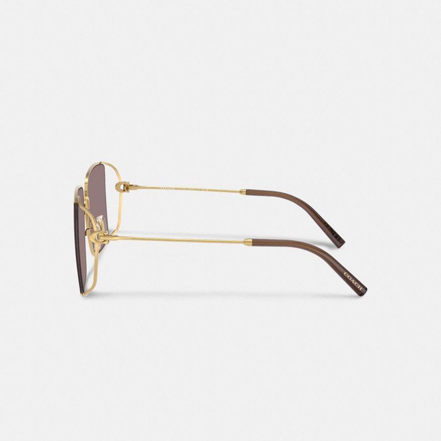 COACH® Metal Square Women Sunglasses Purple | LKEW39687