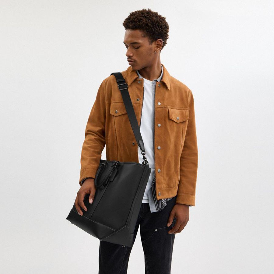 COACH® Metropolitan Carryall Men Tote Bags Black | LONS86405