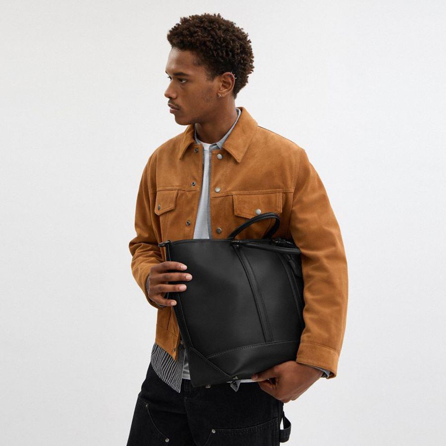 COACH® Metropolitan Carryall Men Tote Bags Black | LONS86405