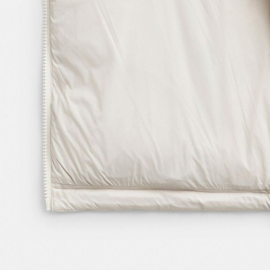 COACH® Mid Length Belted Down In Recycled Polyamide Women Jacket White | NEBV36091