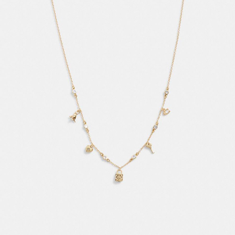 COACH® Mini Iconic Charm Necklace Women Jewelry Gold | XFKZ57269