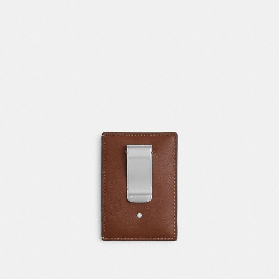 COACH® Money Clip Card Case Men Wallet Brown | VANT32074