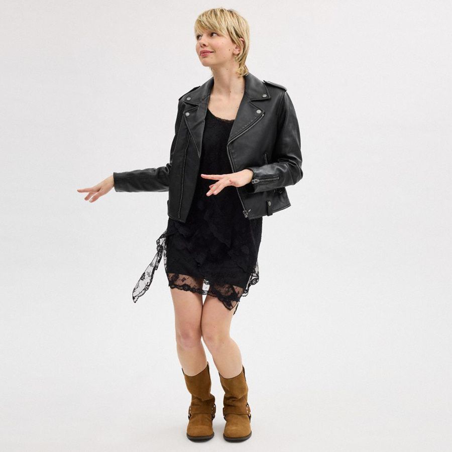 COACH® Moto Women Jacket Black | DHQZ74230