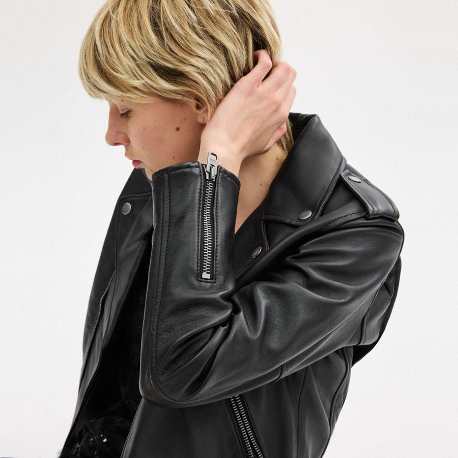 COACH® Moto Women Jacket Black | DHQZ74230