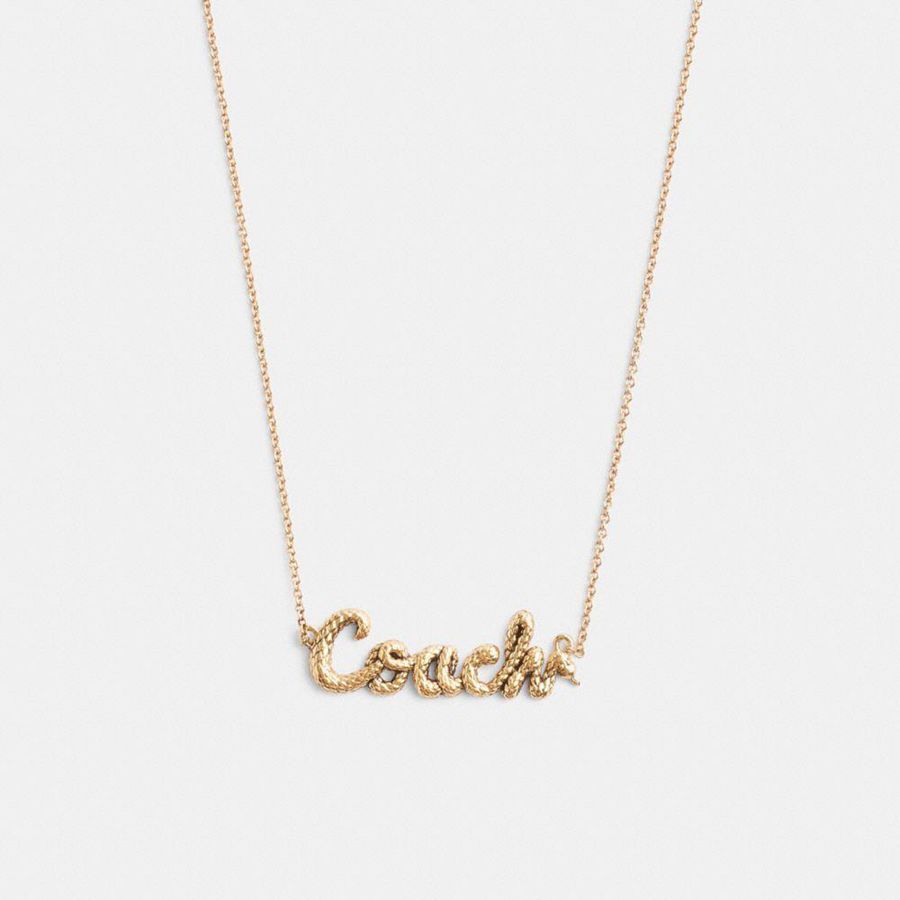 COACH® New Year Coach Snake Script Necklace Women Jewelry Gold | GJHC70289