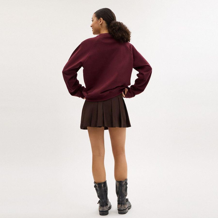 COACH® New Year Coach Snake Script Women Sweatshirt Burgundy | ENQG89417