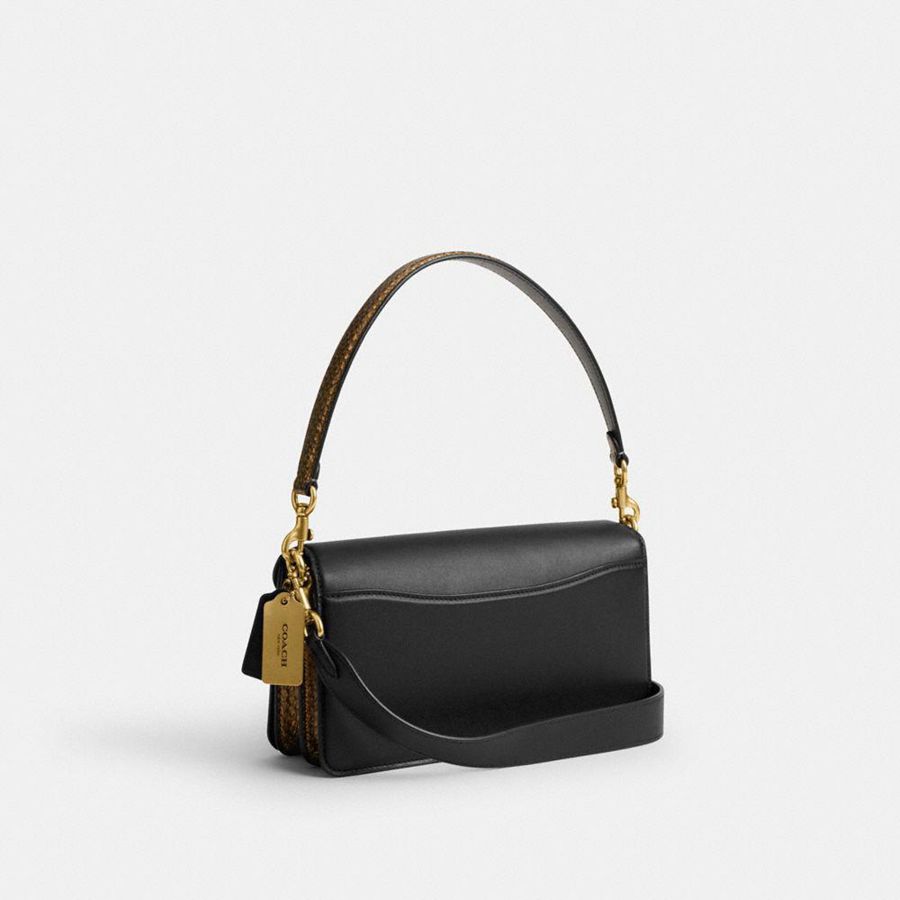 COACH® New Year Tabby 26 With Snakeskin Detail Women Shoulder Bag Black | WLMV32960