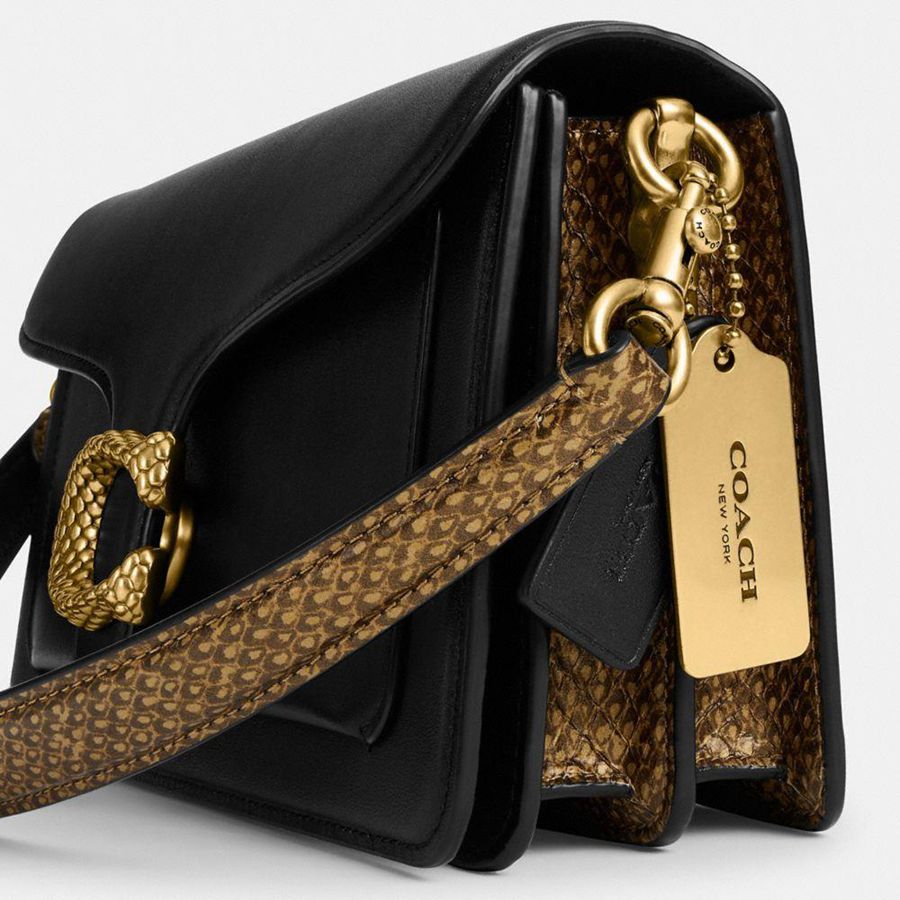 COACH® New Year Tabby 26 With Snakeskin Detail Women Shoulder Bag Black | WLMV32960